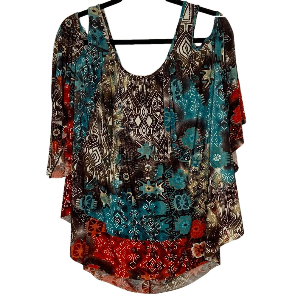 Vision Cold Shoulder Top Size M Flowing Material Multi Colour